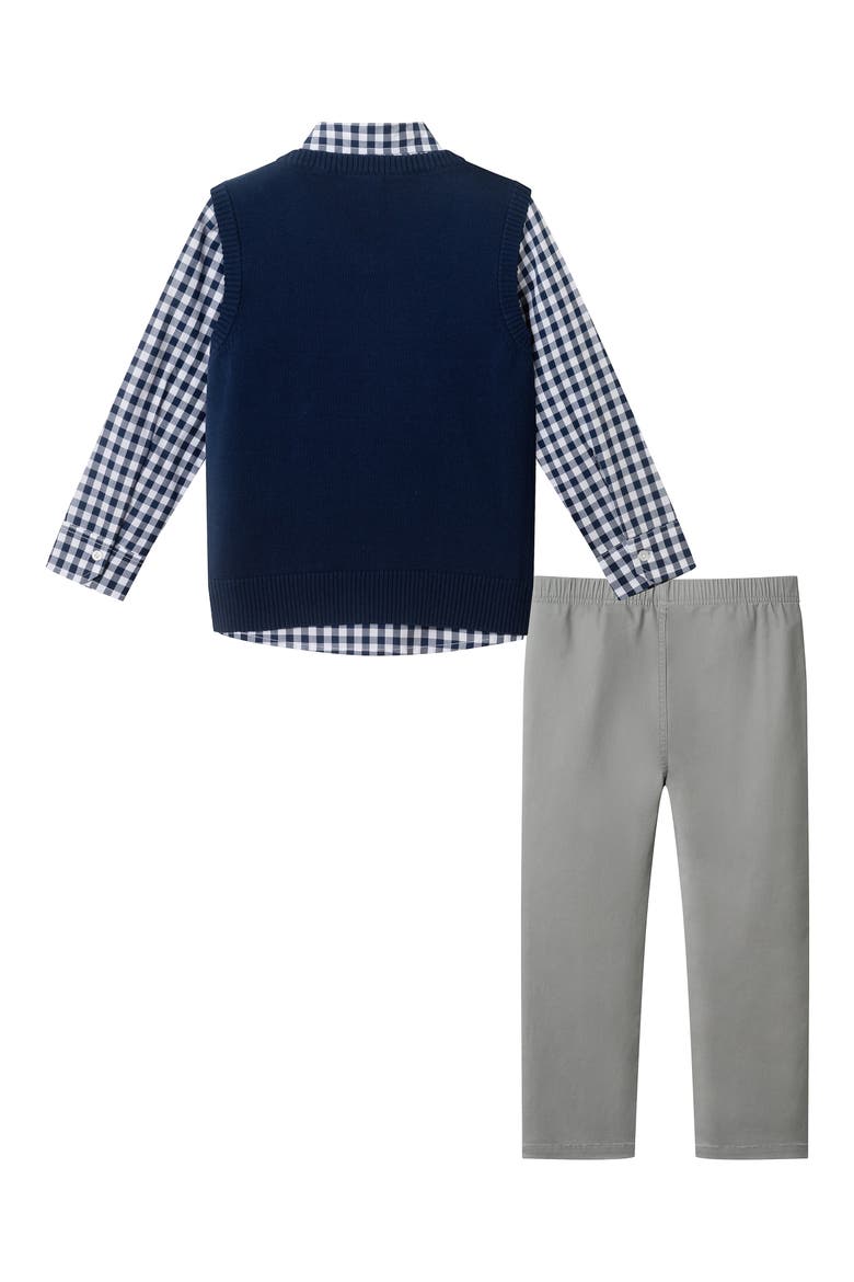 Kids' Sweater Vest, Button-Up Shirt & Pull-On Pants Set, Alternate, color, NAVY