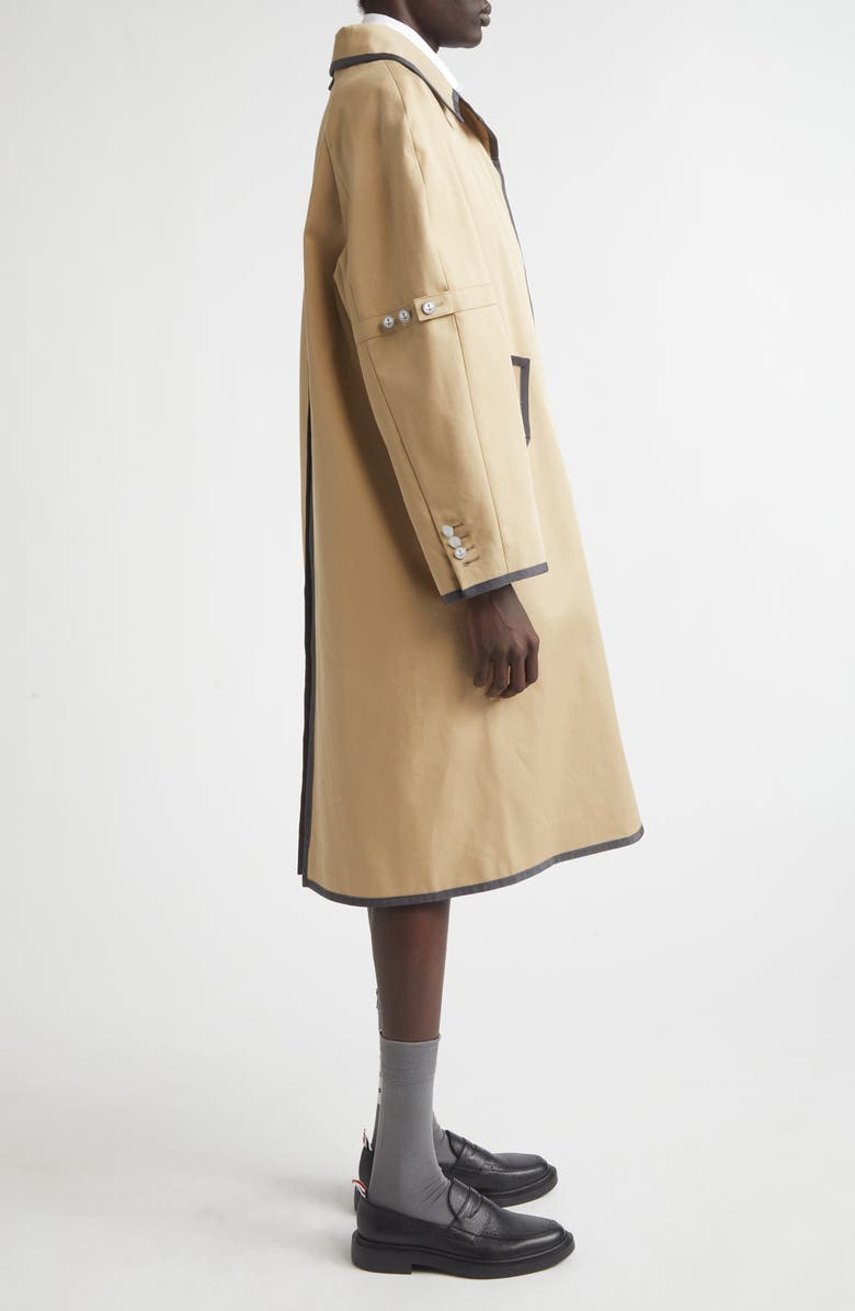 Thom Browne Box Pleat Raglan Sleeve Mackintosh, Alternate, color, Khaki