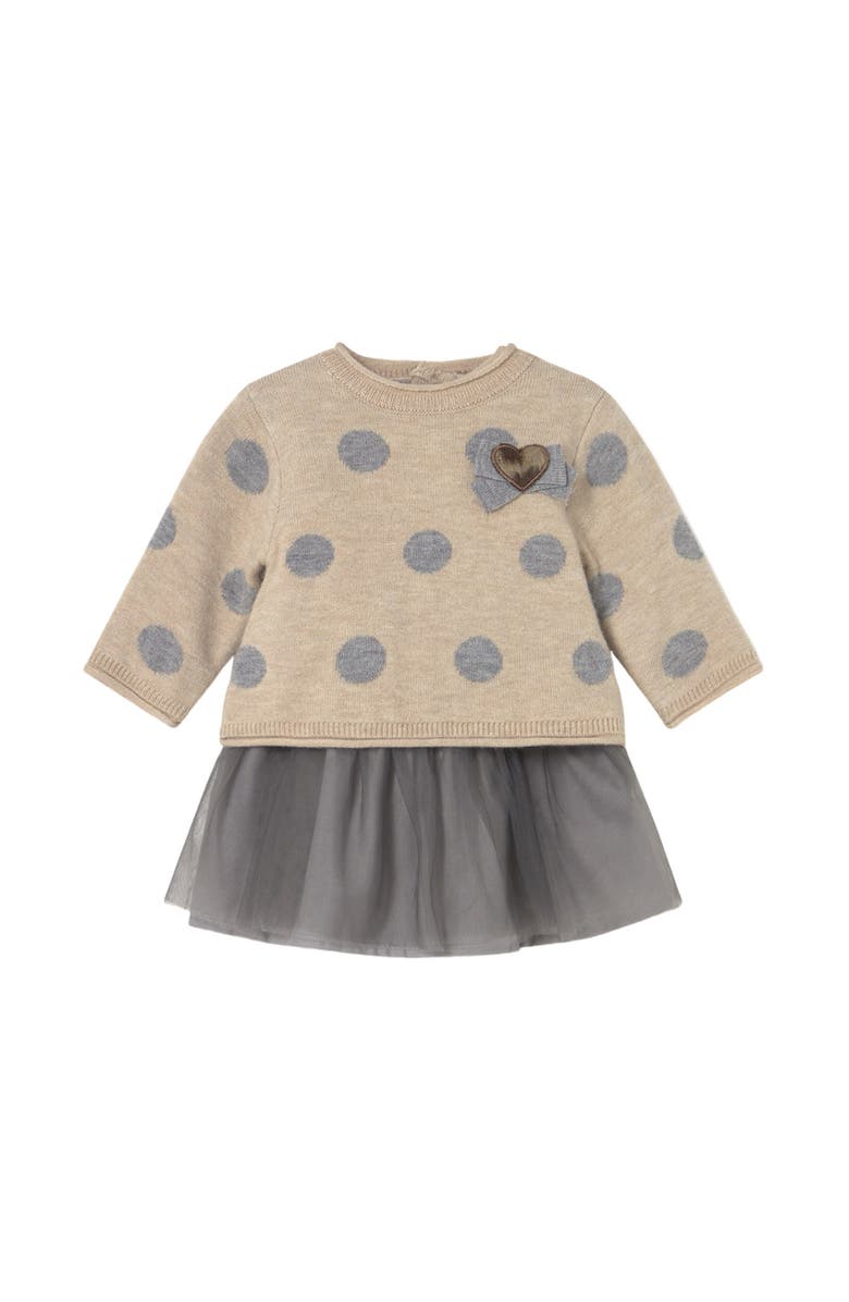 Mayoral Pola Dot Tulle Dress, Main, color, Beige