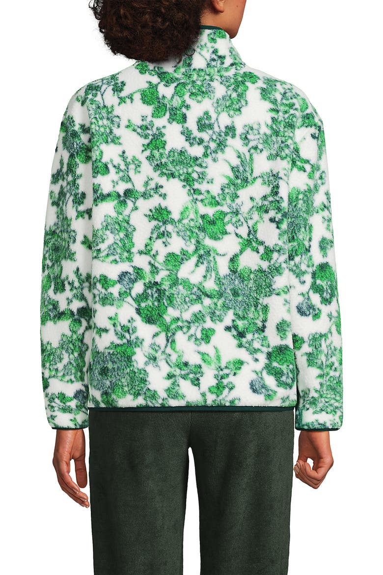 Half Zip Cozy High Pile Fleece Pullover, Alternate, color, Emerald Floral