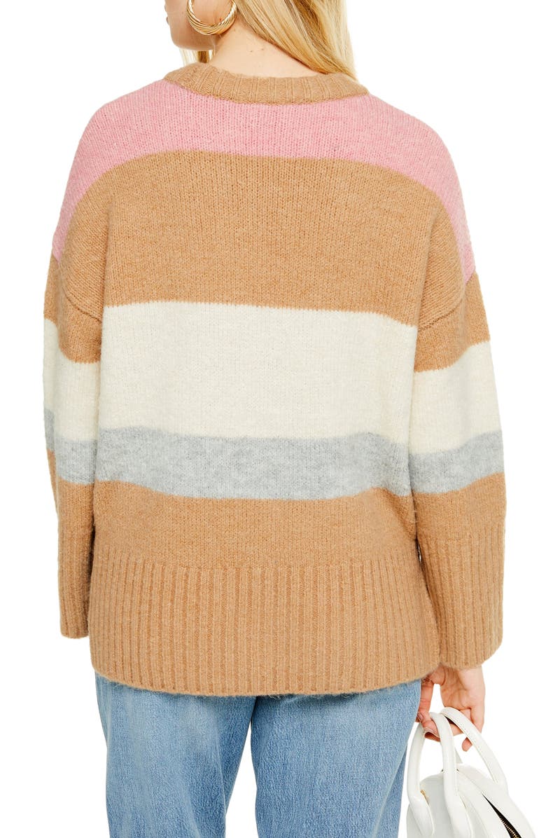 Topshop Supersoft Stripe Crewneck Sweater, Alternate, color, 