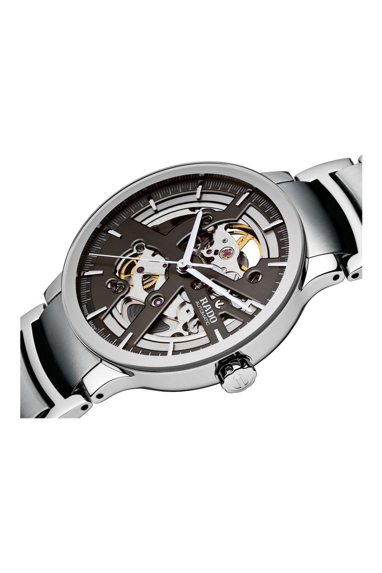 Centrix Automatic Open Heart Bracelet Watch, 38mm, Alternate, color, SILVER/ GREY/ SILVER