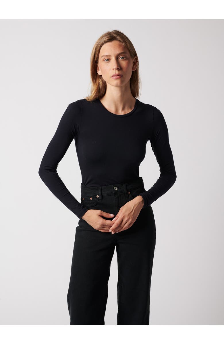 Majestic Filatures Soft Touch Long Sleeve Crewneck T-Shirt, Alternate, color, Marine