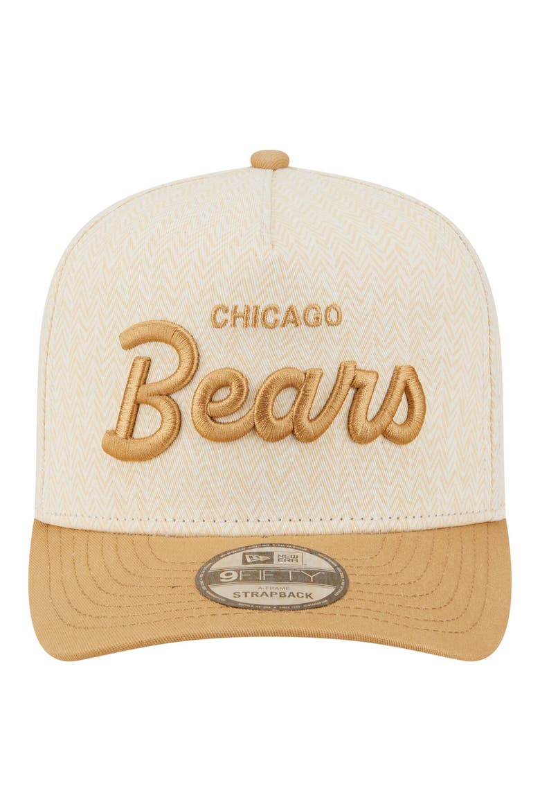 Men's New Era  Cream Chicago Bears Herringbone 9FIFTY A-Frame Snapback Hat, Alternate, color, Cream