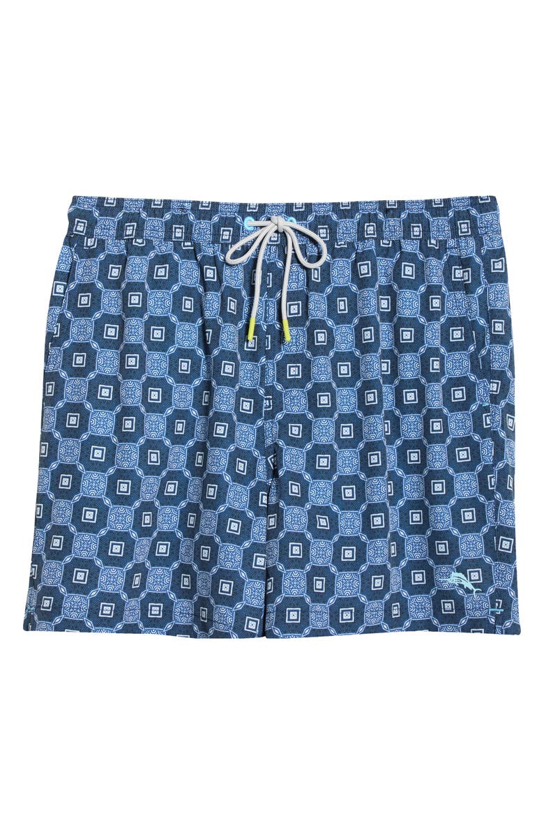 Tommy Bahama Naples Barcelos Tiles 6-Inch Performance Swim Trunks, Main, color, Dress Blues
