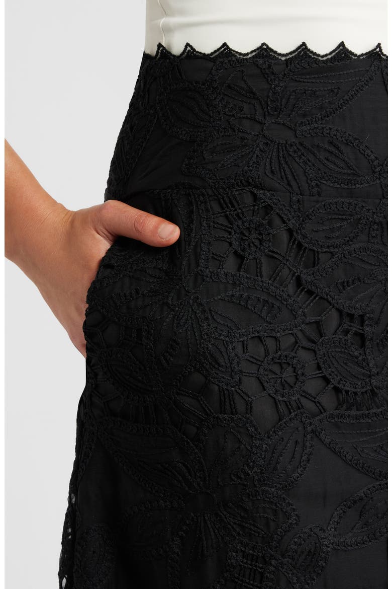 Lori Lace Midi Skirt, Alternate, color, BLACK
