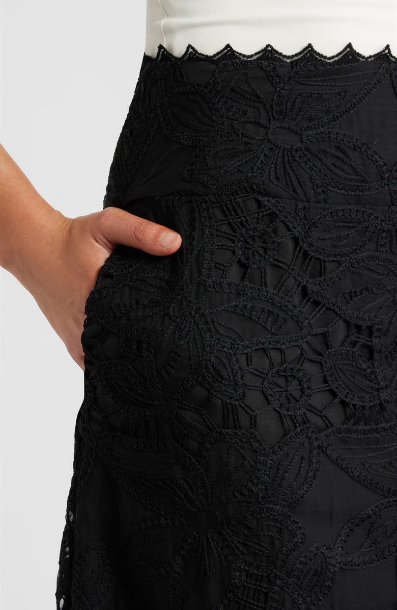 CIEBON Lori Lace Midi Skirt, Alternate, color, Black