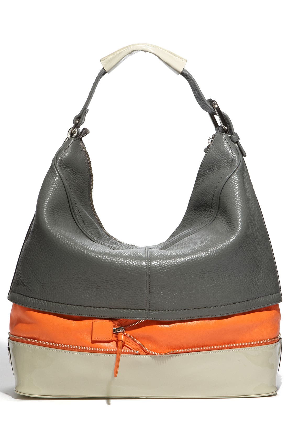 'Mandy' Leather Hobo, Alternate, color, CEMENT COMBO