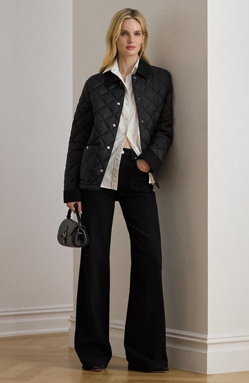 Ralph Lauren Corduroy-trim Quilted Barn Jacket In Black