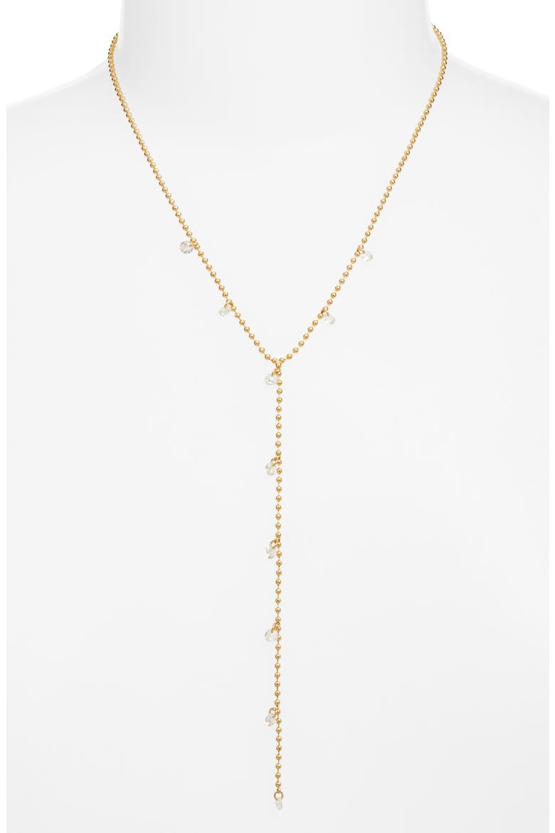 Scattered Cubic Zirconia Y-Necklace, Alternate, color, CLEAR- GOLD