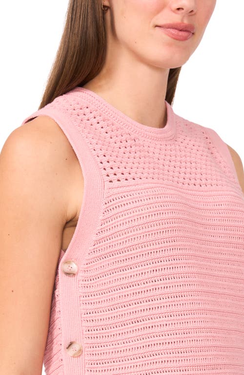 Halogenr Halogen(r) Open Stitch Sleeveless Cotton Side Button Sweater In Bridal Rose