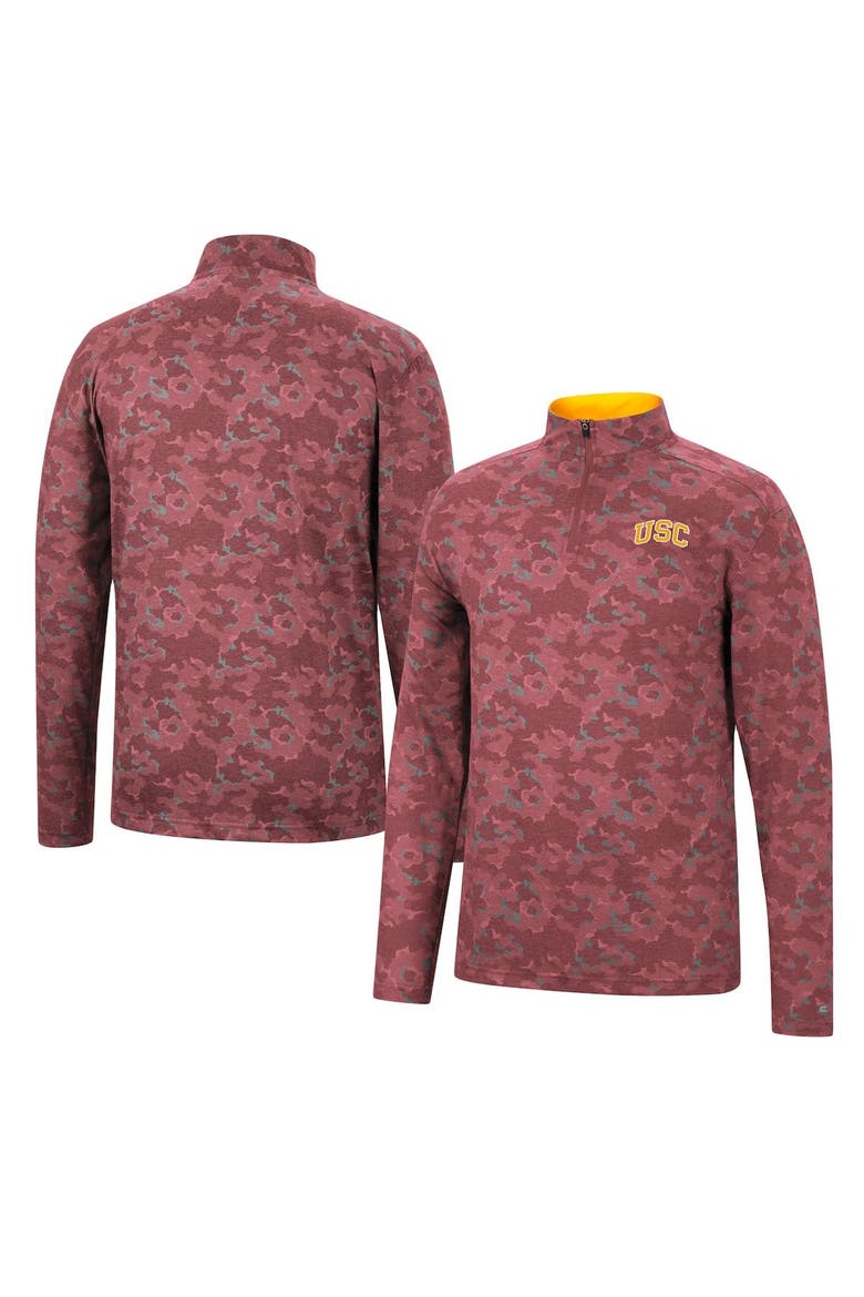Men's Colosseum Cardinal USC Trojans Tivo Quarter-Zip Jacket, Main, color, Cardinal