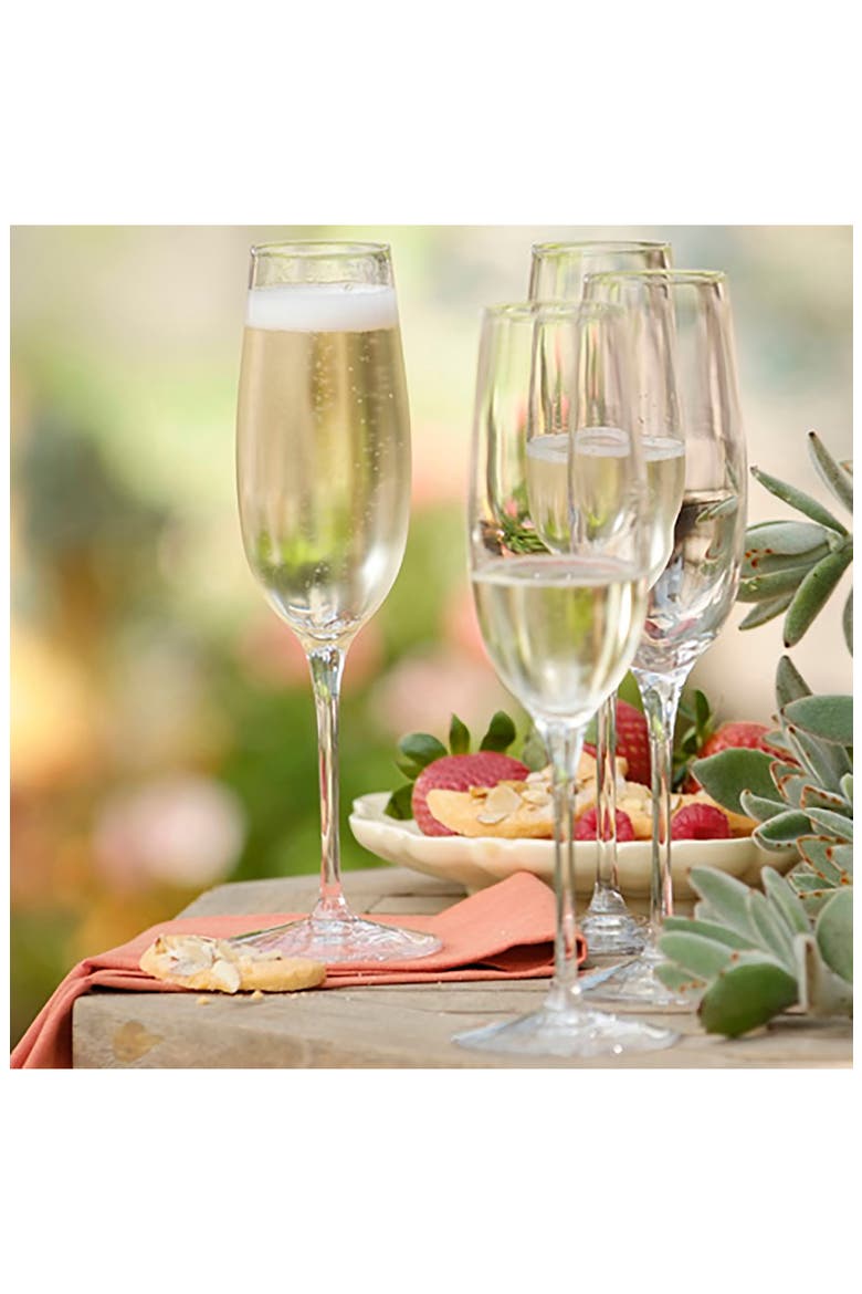 Crescendo 8 oz. Champagne/Prosecco Flute Stems, Set of 4, Alternate, color, CLEAR
