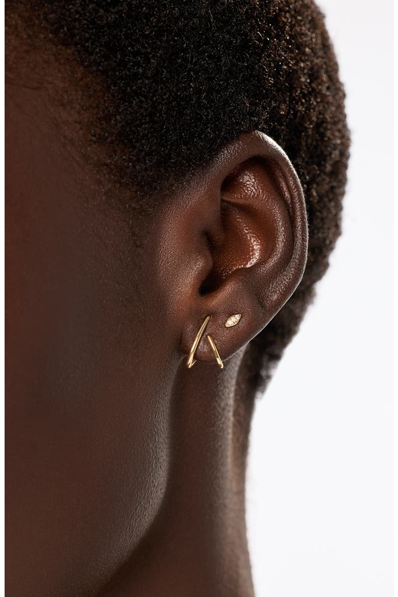 Solid Yellow Gold - Aurora Huggie Studs, Alternate, color, Gold