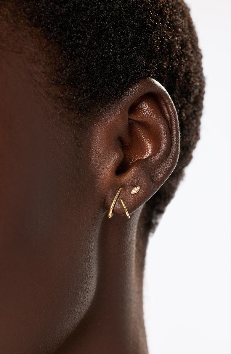 Ana Luisa Solid Yellow Gold - Aurora Huggie Studs, Alternate, color,