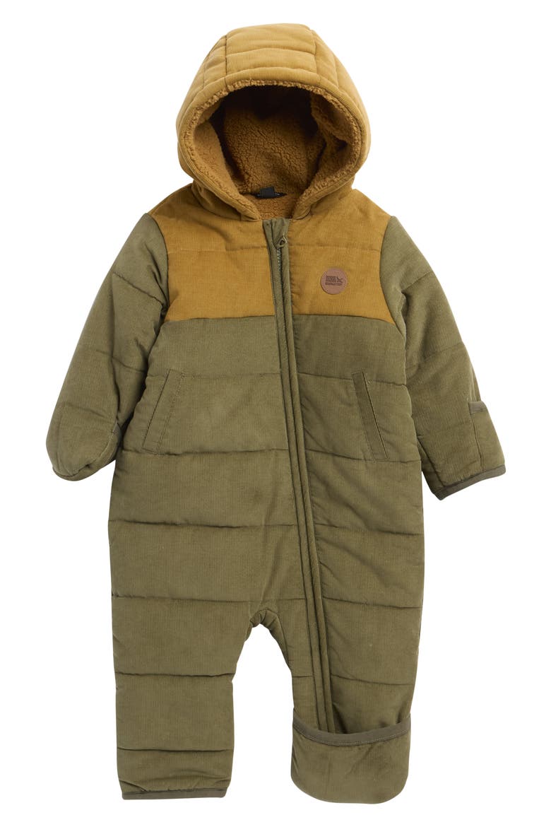Quilted Corduroy Faux Fur Lined Bunting, Main, color, OLIVE