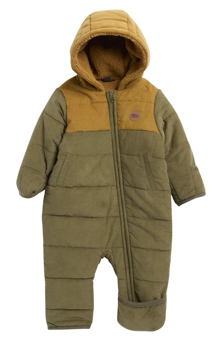 Eddie Bauer Quilted Corduroy Faux Fur Lined Bunting, Main, color, Olive