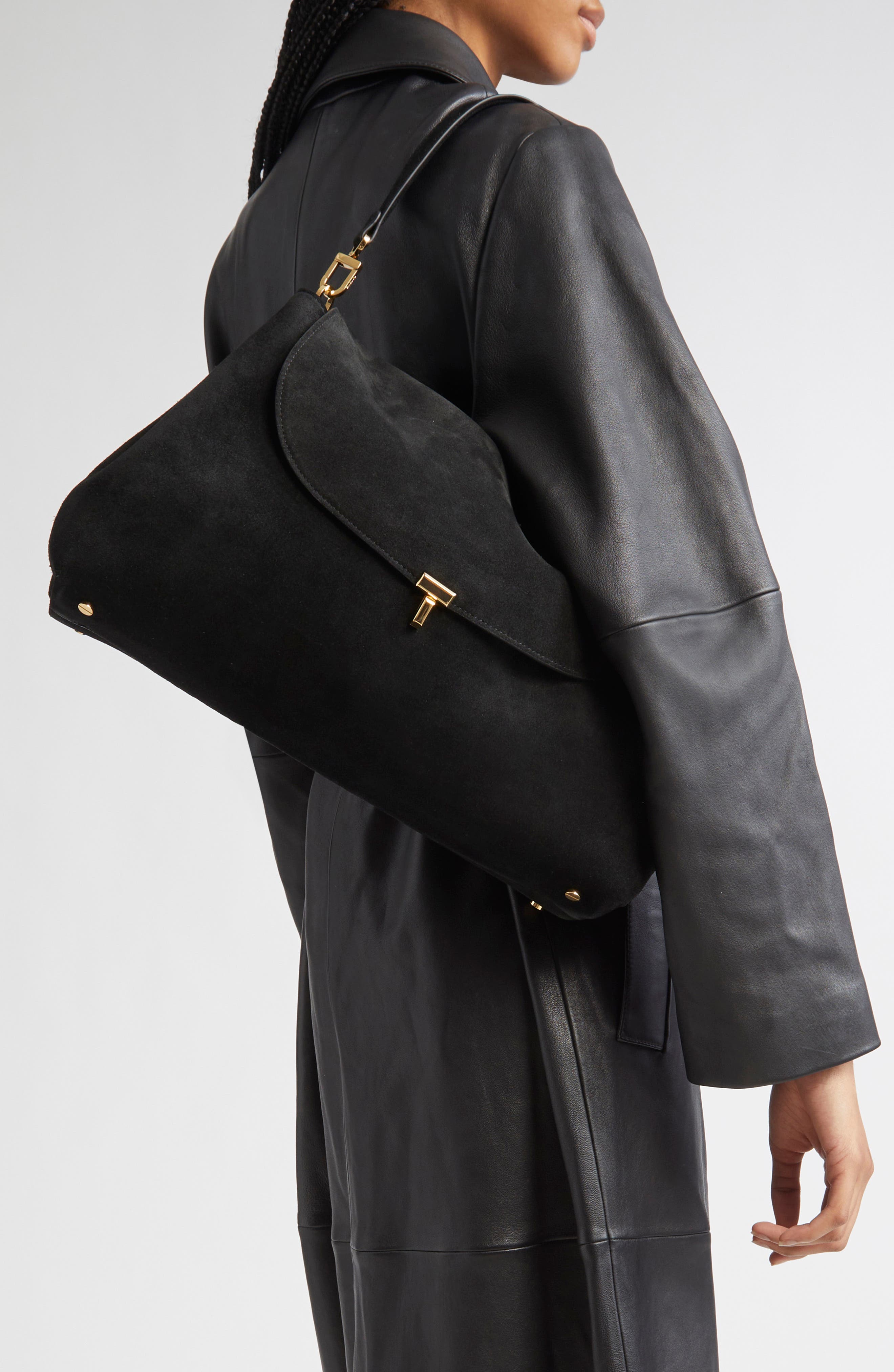 TOTEME T-Lock Satchel, Alternate, color, Black