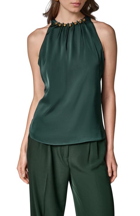 Hardware Neck Satin Blouse