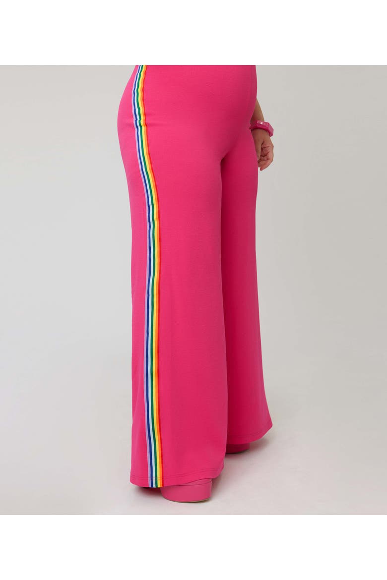 Plus Size Sashed Sleeveless Halter Glamour Goddess Jumpsuit, Alternate, color, Pink Solid