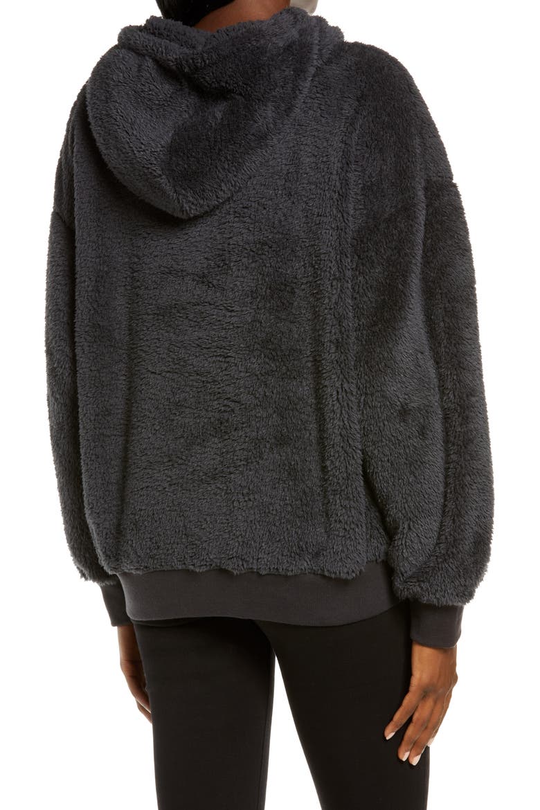 Lorya Double Face Fleece Hoodie, Alternate, color, INK BLACK