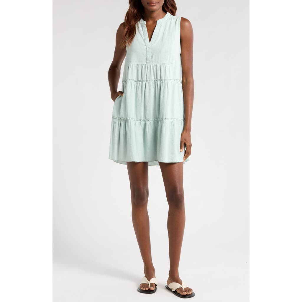 Elan Tiered Cotton Blend Cover-up Dress In Teal Light