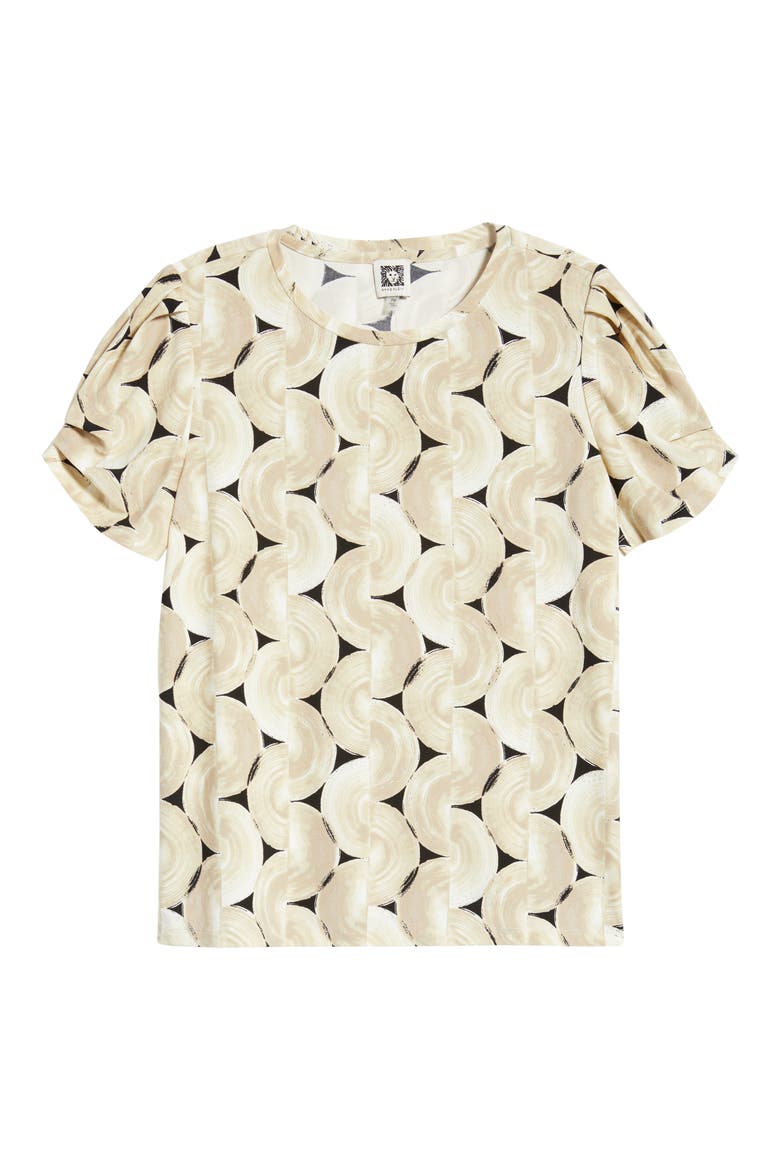Pleated Sleeve Top, Alternate, color, LATTE MULTI