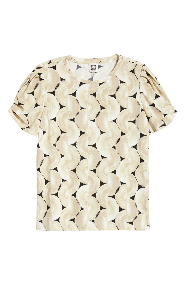 AK ANNE KLEIN Pleated Sleeve Top, Alternate, color, Latte Multi