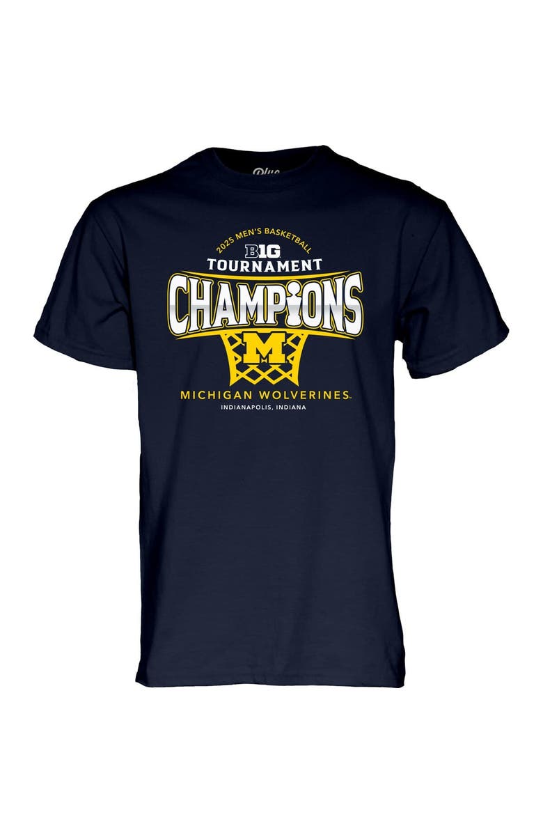 BLUE 84 Men's Blue 84 Navy Michigan Wolverines 2025 Big Ten Men's Basketball Conference Tournament Champions Locker Room T-Shirt, Alternate, color, 