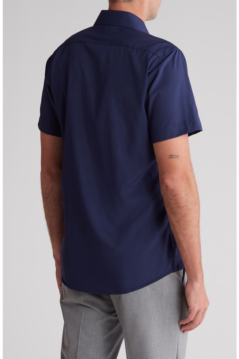 Slim Fit Performance Short Sleeve Button-Up Shirt, Alternate, color, NAVY
