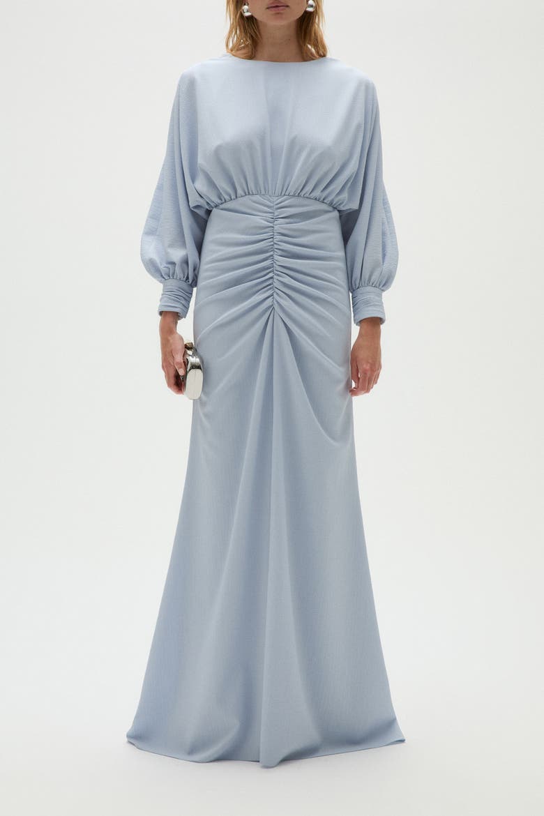 Pebble Crepe Gathered Gown, Main, color, Ice
