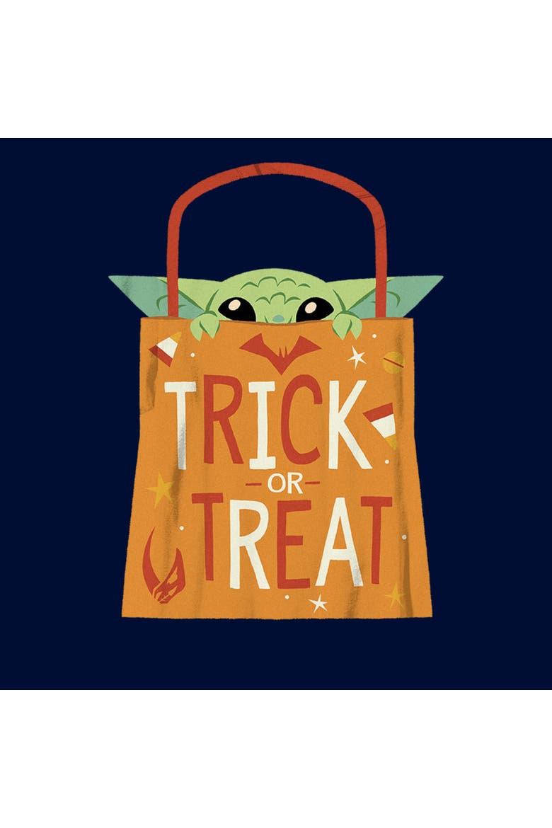 Boy's Star Wars The Mandalorian Halloween Grogu Trick or Treat Bag  Graphic T-Shirt, Alternate, color, Navy Blue