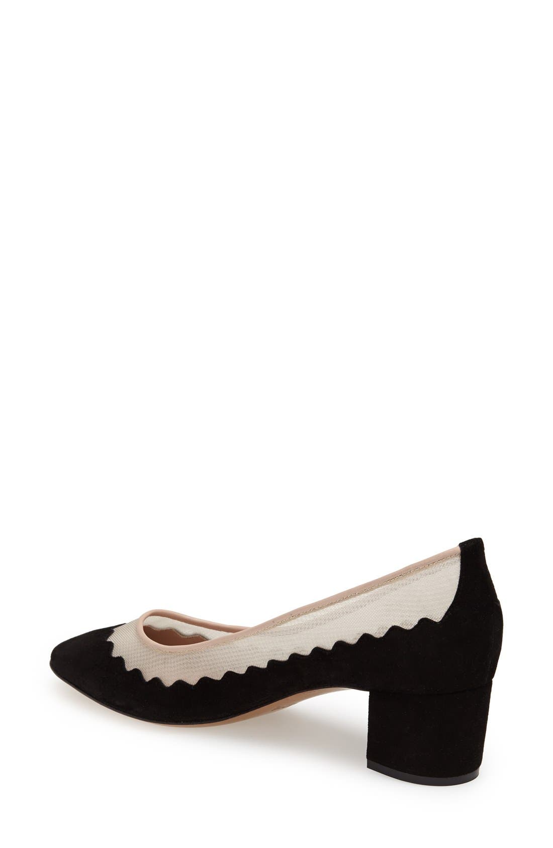 'Bridget' Scalloped Almond Toe Pump, Alternate, color, BLACK