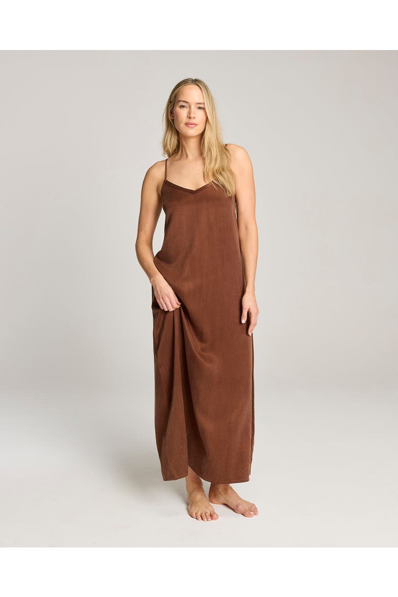 Eco-Luxe Maxi Slip Dress, Alternate, color, Cocoa