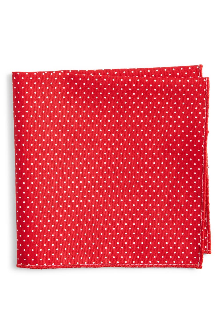 Dot Cotton Pocket Square, Main, color, RED