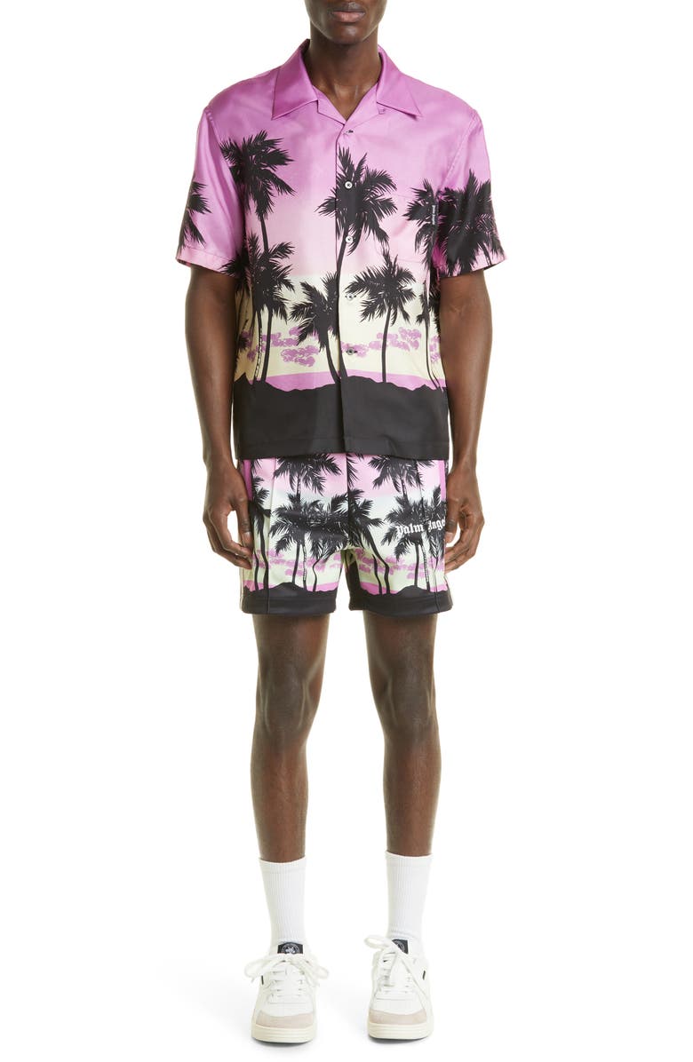 Palm Angels Pink Sunset Track Shorts, Alternate, color,