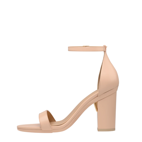 Pashion Footwear The Pashionista 4" Block Heel In Sand Leather