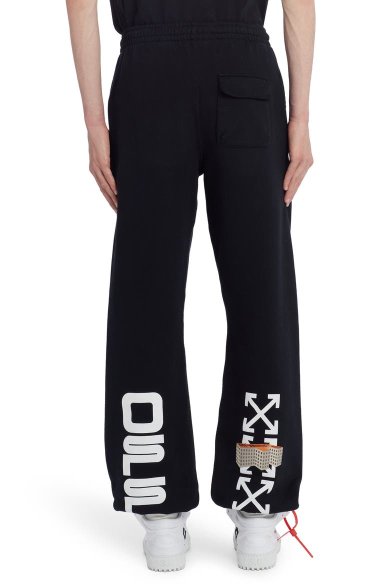 Wavy Line Logo Slim Sweatpants, Alternate, color, BLACK WHITE