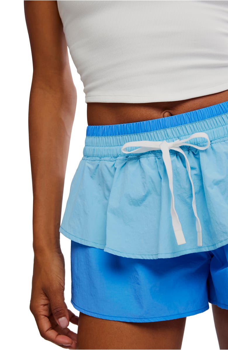 Free People Flex It High Rise Tiered Shorts, Alternate, color, Light Blue Combo