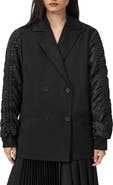 AllSaints Lorna Ruched Sleeve Cotton Jacket
