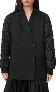 AllSaints Lorna Ruched Sleeve Cotton Jacket