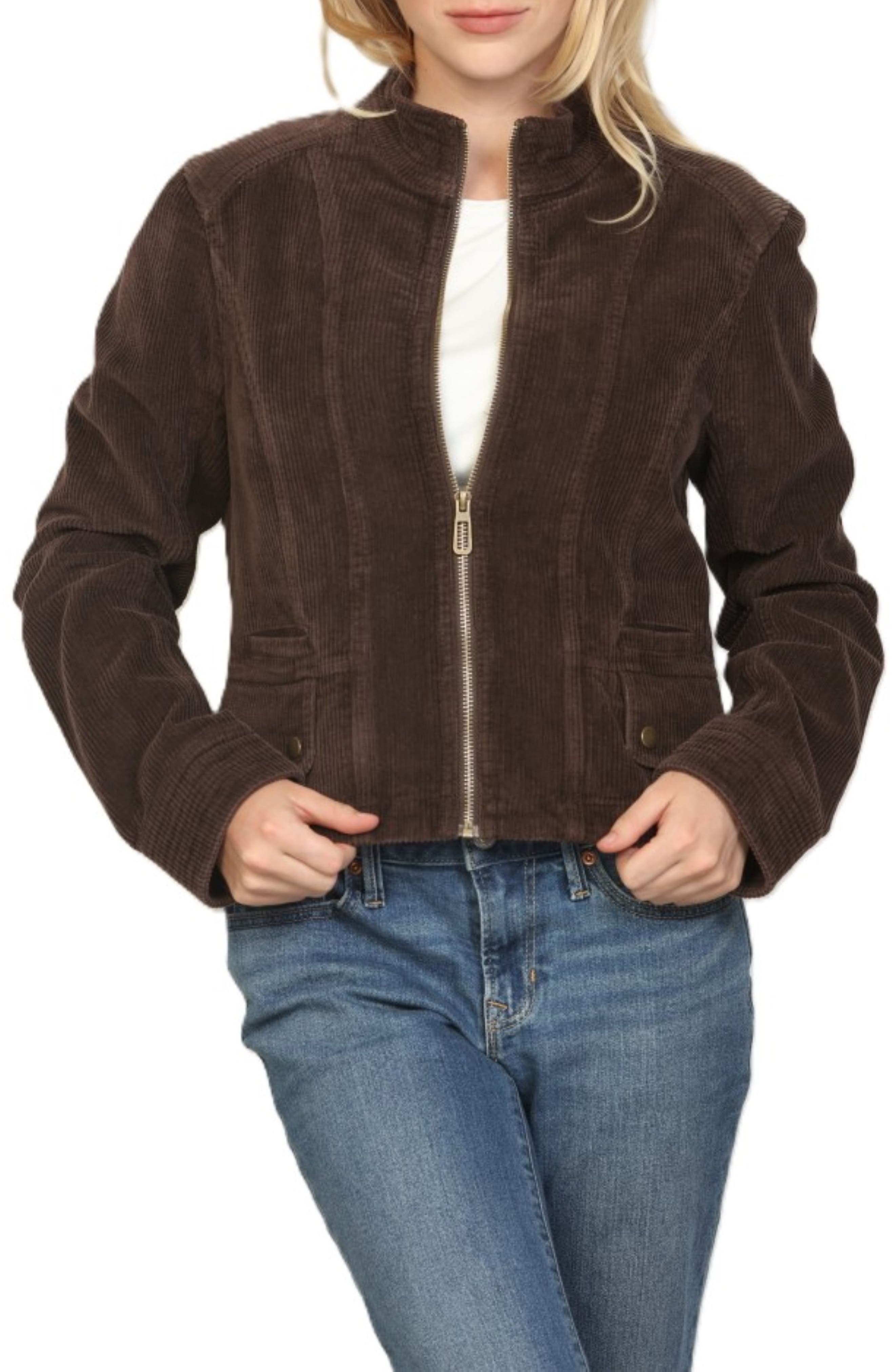 Corduroy Zip Front Slim Fit Jacket