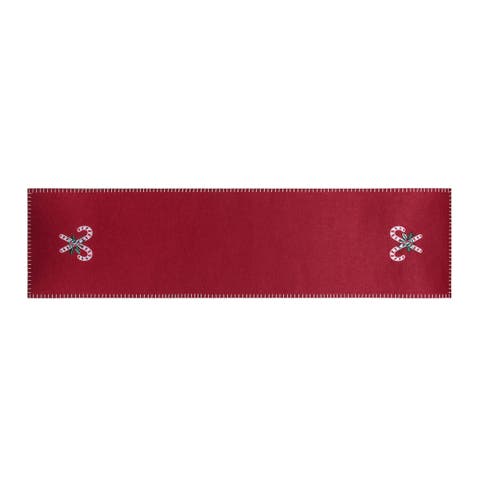 Candy Cane Berry Embroidered on Felt Christmas Runner 12" x 47.25"