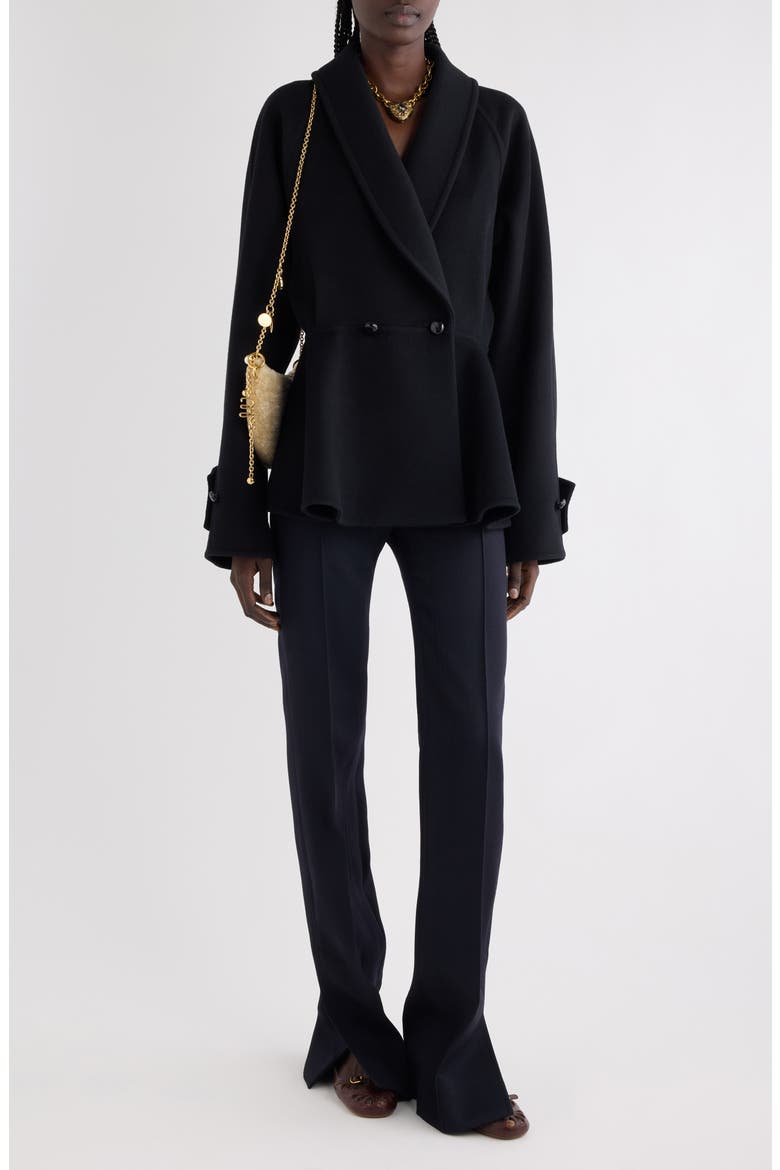 Double Breasted Wool Peplum Jacket, Alternate, color, BLACK