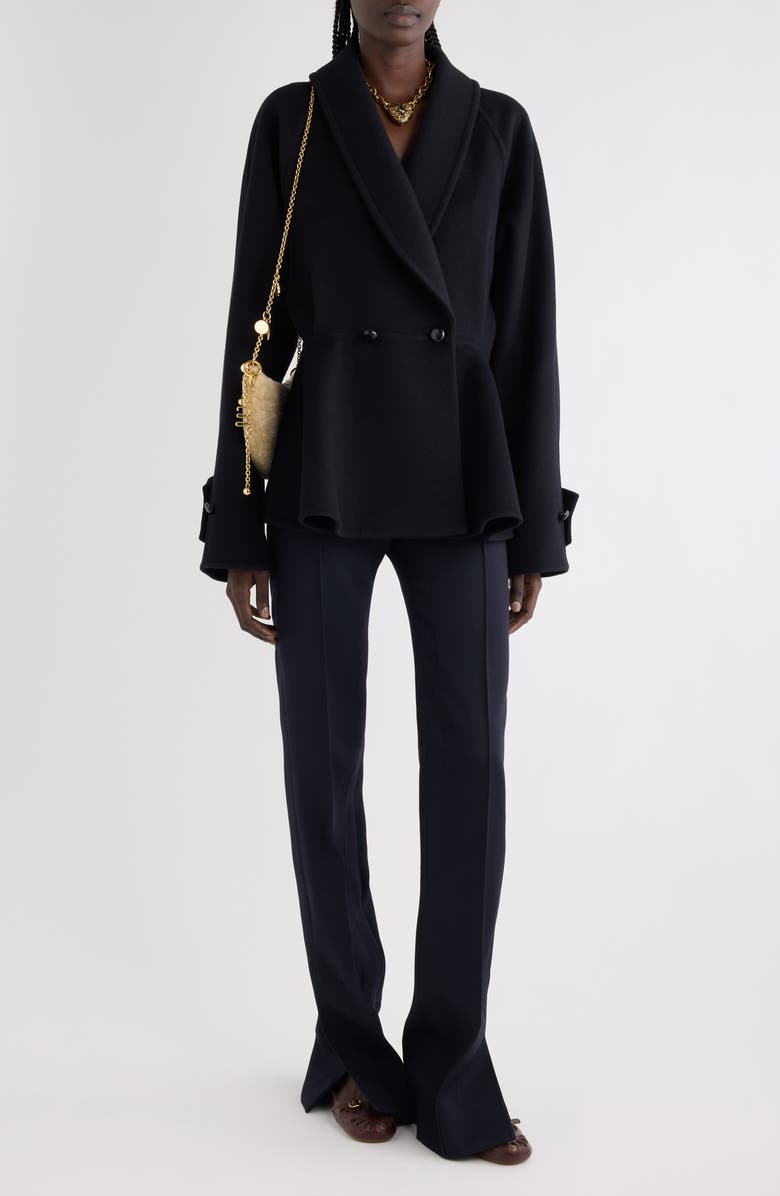 Chloé Double Breasted Wool Peplum Jacket, Alternate, color, Black