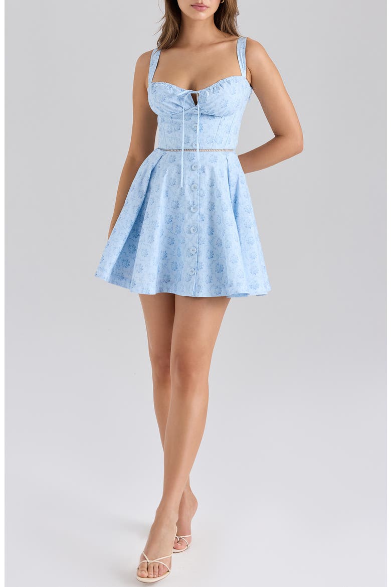 Calia Floral Print Minidress, Main, color, BLUE