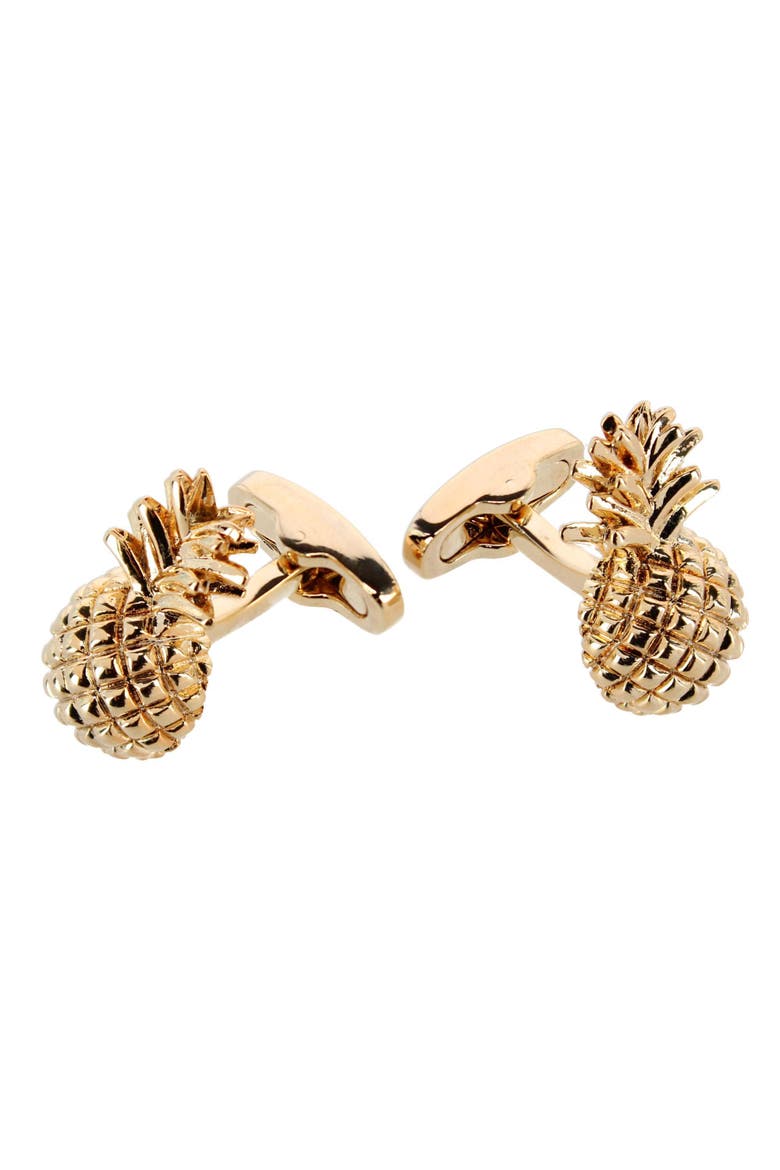 The Pineapple Crest Cufflinks, Alternate, color, Gold