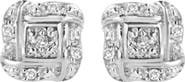 Haus of Brilliance Silver Round Diamond Square Stud Earrings