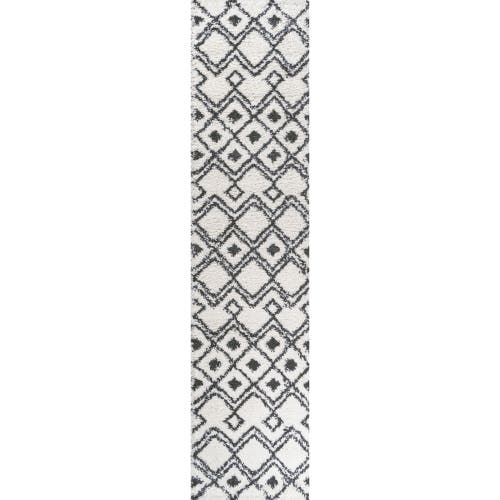 Jonathan Y Caimari Moroccan Diamond Shag Area Rug In White/gray
