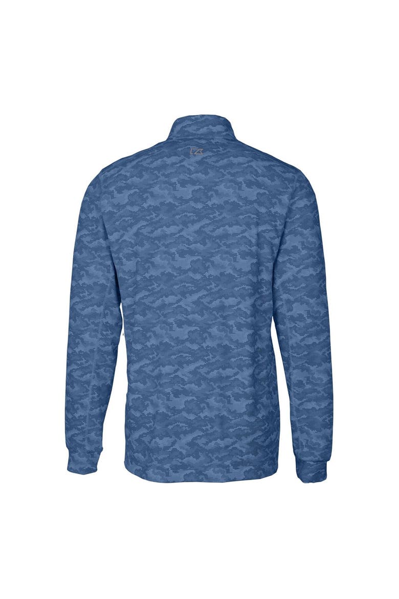 Men's Cutter & Buck Navy Syracuse Orange Big & Tall Traverse Camo Print Stretch Quarter-Zip DryTec Top, Alternate, color, Navy